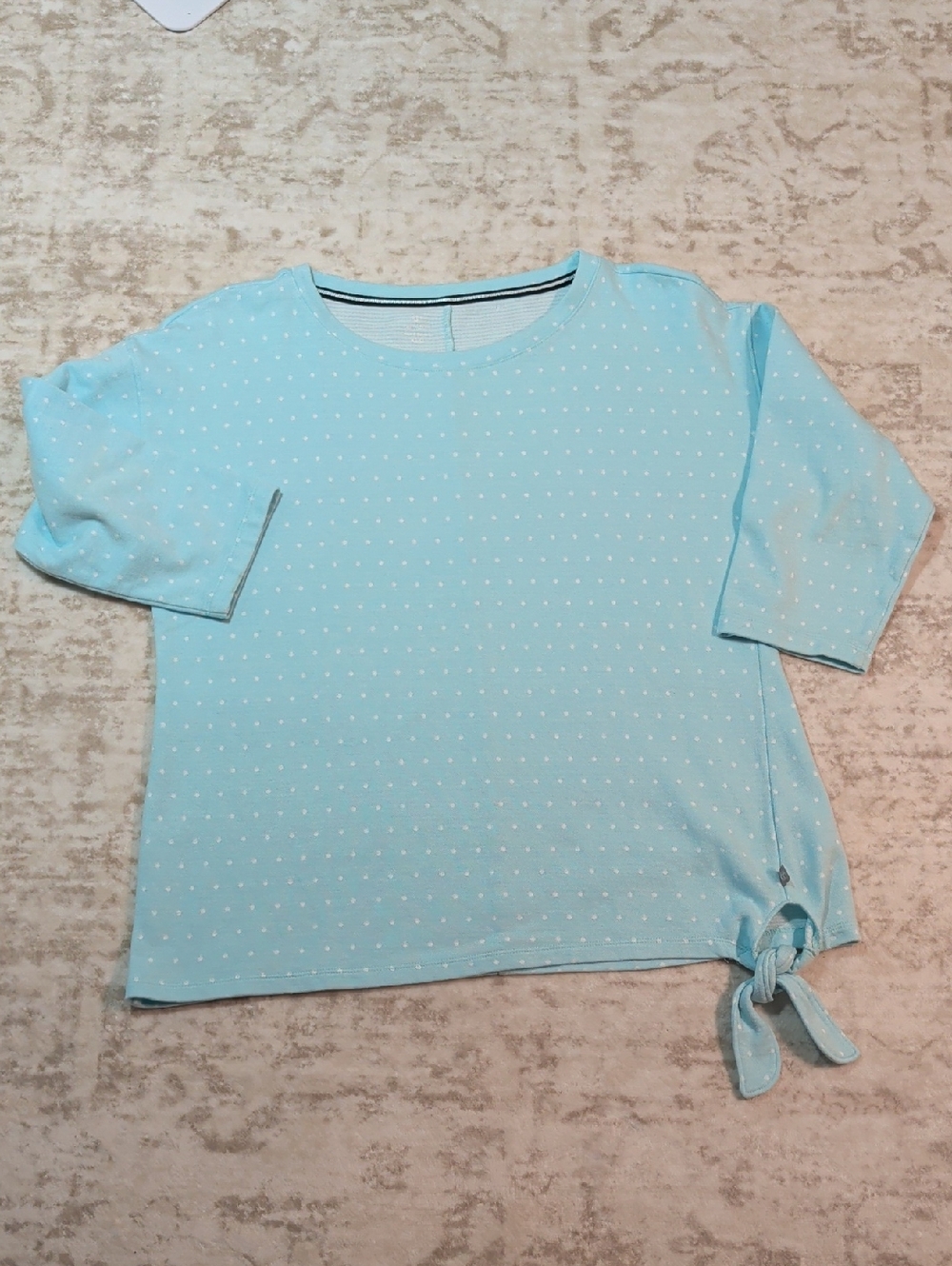 Talbots Light Blue Polka-Dot Tie-Side Sweatshirt